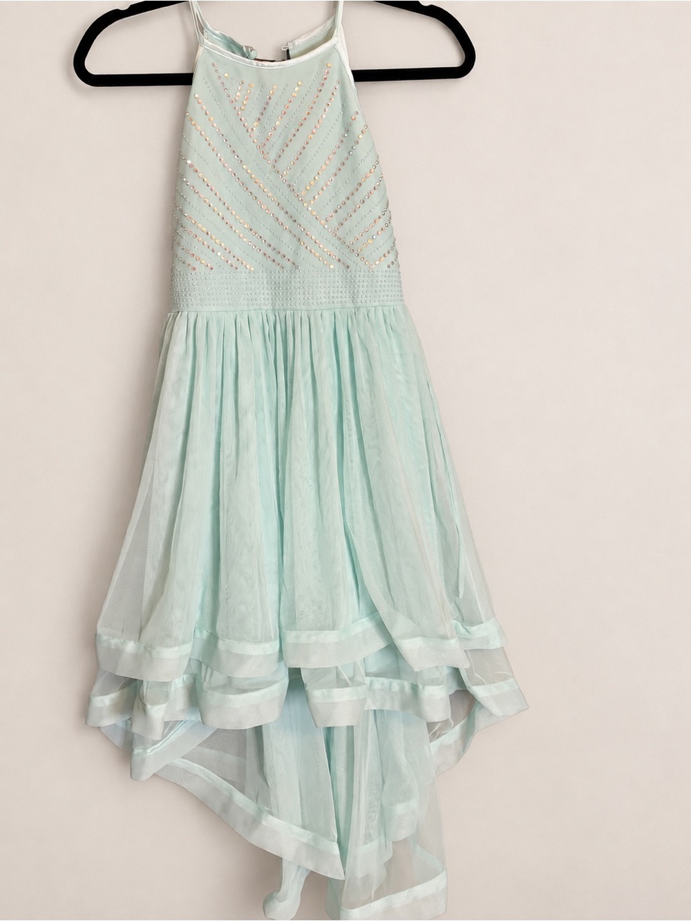Speechless Kids Size 12 Mint Rhinestone High-Low Formal Dress